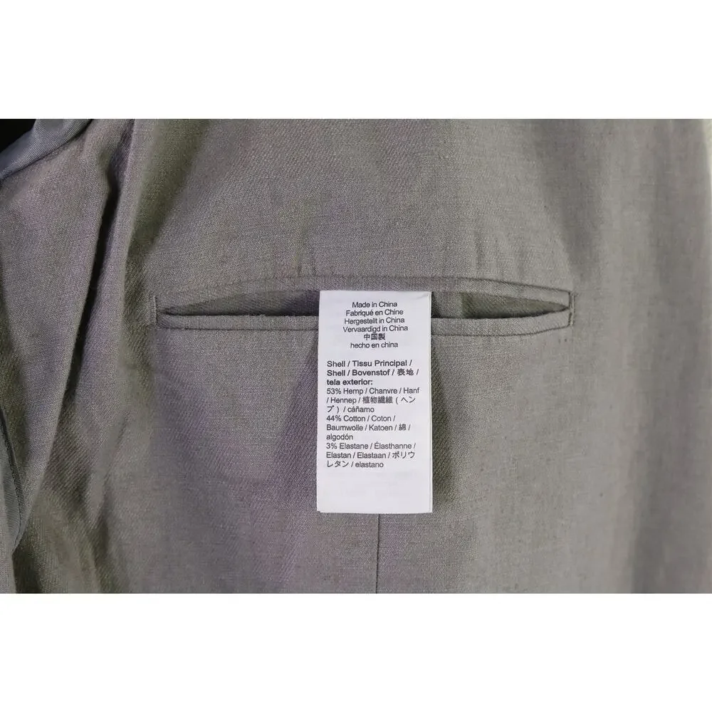 J Crew Mens Slate Gray Classic Fit Hemp Cotton Patch Pocket 2-Btn Suit Large 42R
